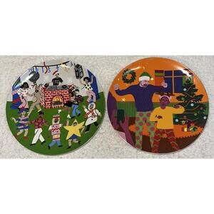 Set of (2) Target Stoneware Christmas Plate 8.5” Aurelia Durand & Lucy Kirk NEW